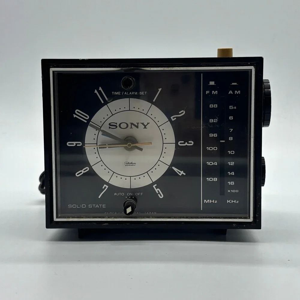Vintage 1969 Sony 7FC-34W AM/FM Solid State Alarm Clock Radio Tested Working